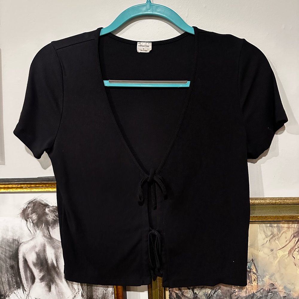 Wilfred Black Tie-Front Crop Top
